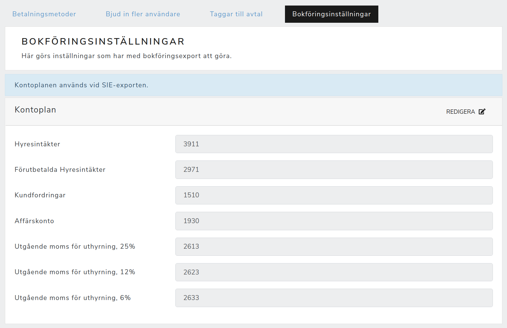 Bokföringsinställningar